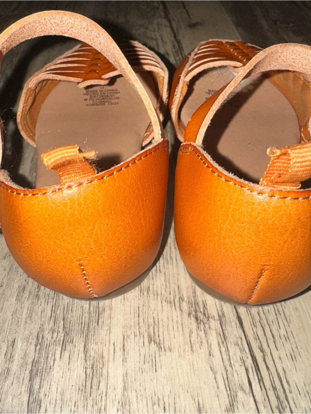 Old Navy Girls Tan Leather-Look Strappy Sandals